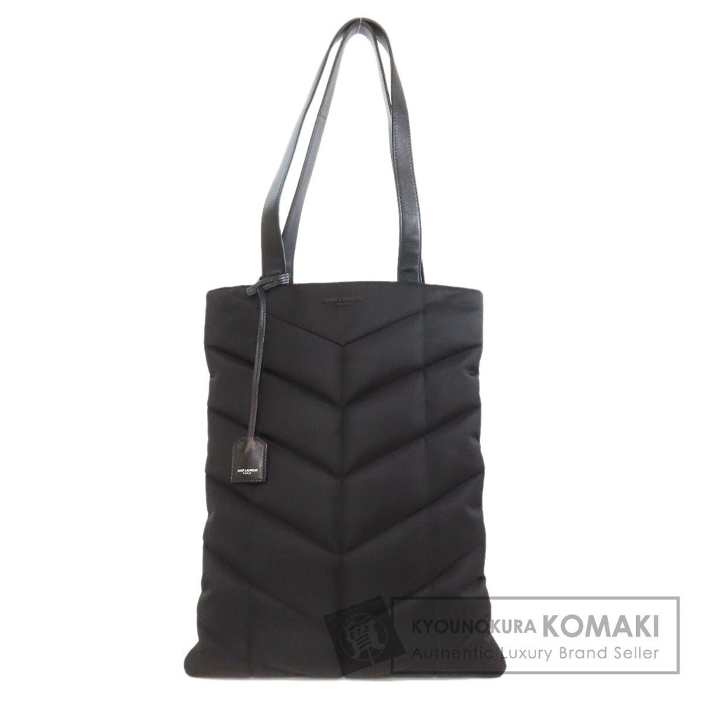 Saint Laurent Puffer Tote black quilted vertical chevron stitching
